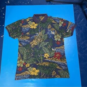 Nautica Men's Floral Print Polo Shirt - Navy and Multicolor